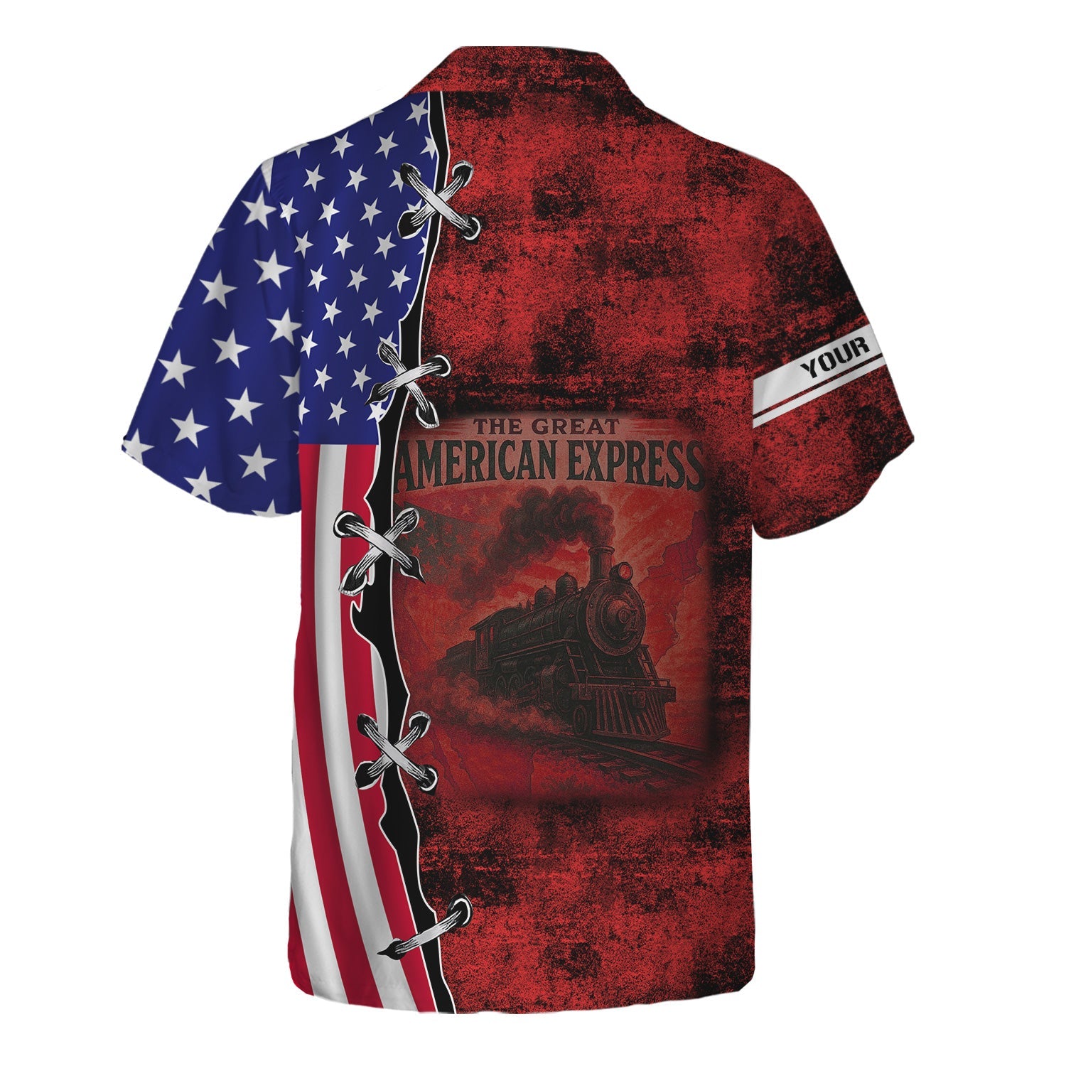 Railspirit Personalized Seaboard Air Line Railroad Hawaiian Shirt Retro American Express Train With USA Flag Shirt