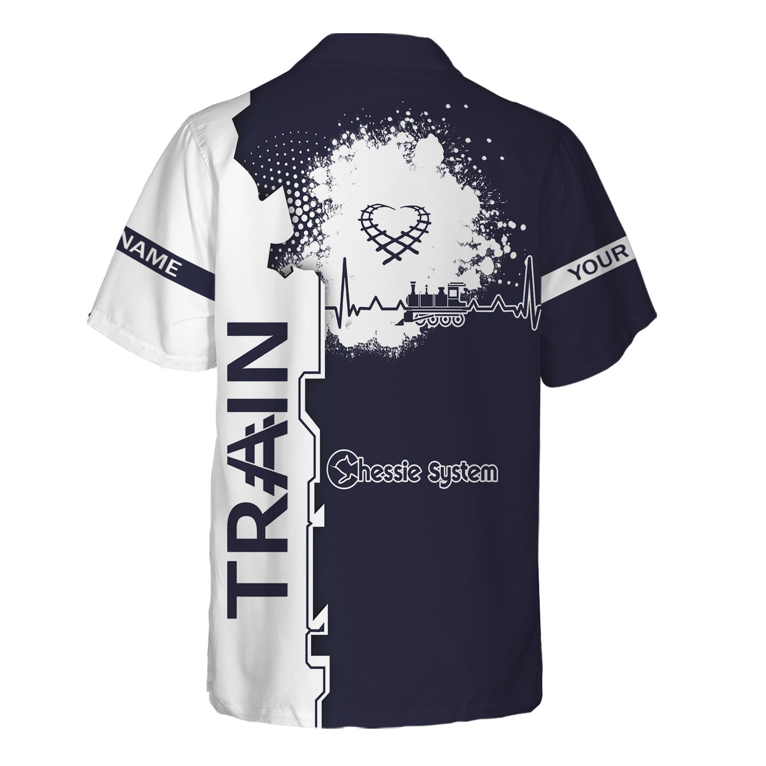 Railspirit Personalized Chessie System Railroad Hawaiian Shirt Engine Heartbeat and Track Love Style Shirt Gift Idea For Train Lovers