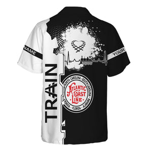 Railspirit Personalized Atlantic Coast Line Railroad Hawaiian Shirt Engine Heartbeat and Track Love Style Shirt Gift Idea For Train Lovers