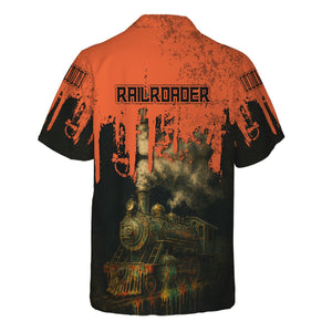 Railspirit Personalized Illinois Central Railroad Hawaiian Shirt Vintage Train Art Style Shirt For Locomotive Fans
