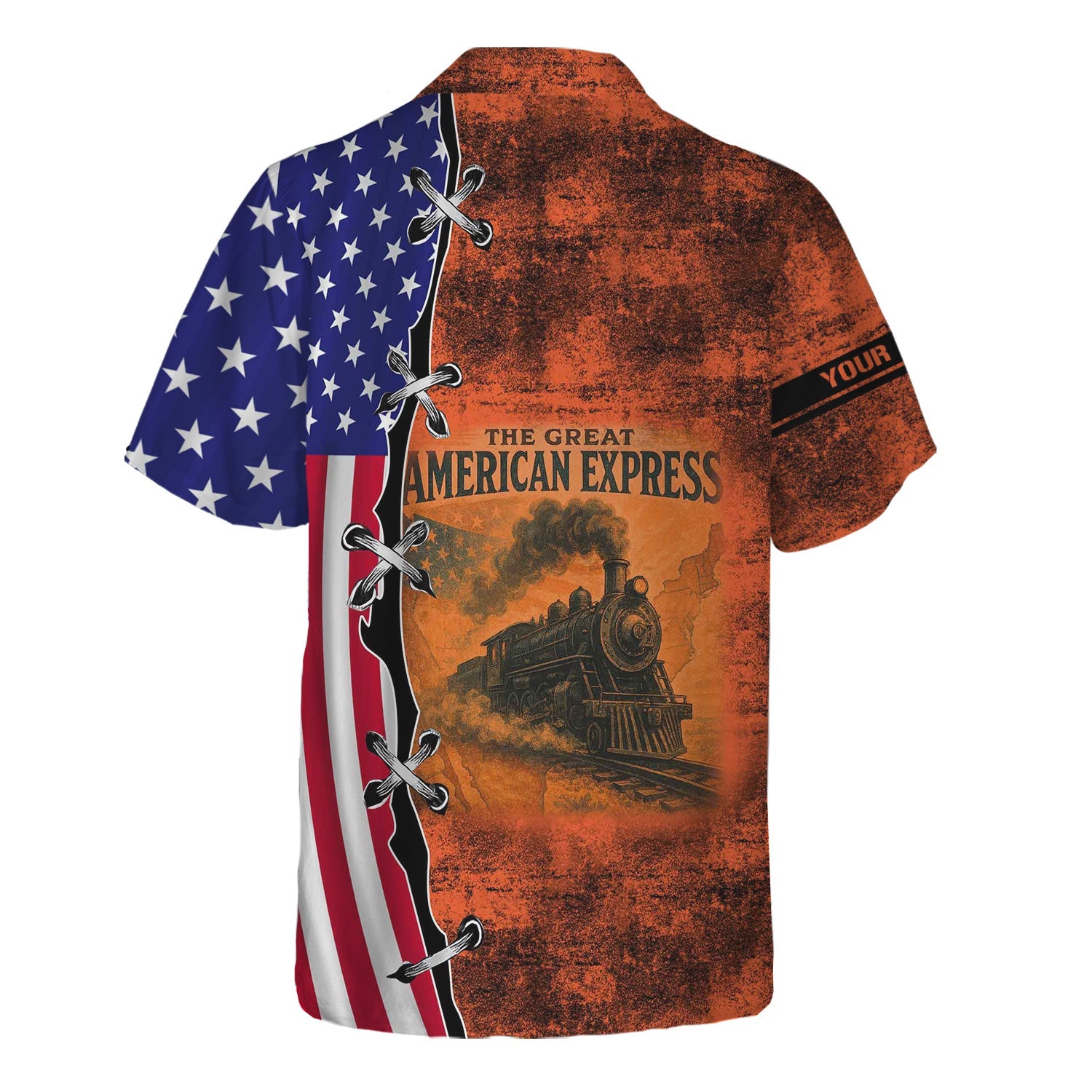 Railspirit Personalized Illinois Central Railroad Hawaiian Shirt Retro American Express Train With USA Flag Shirt