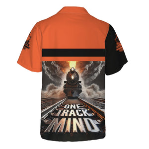 Railspirit Personalized Illinois Central Railroad Hawaiian Shirt One Track Mind Train Printed Shirt