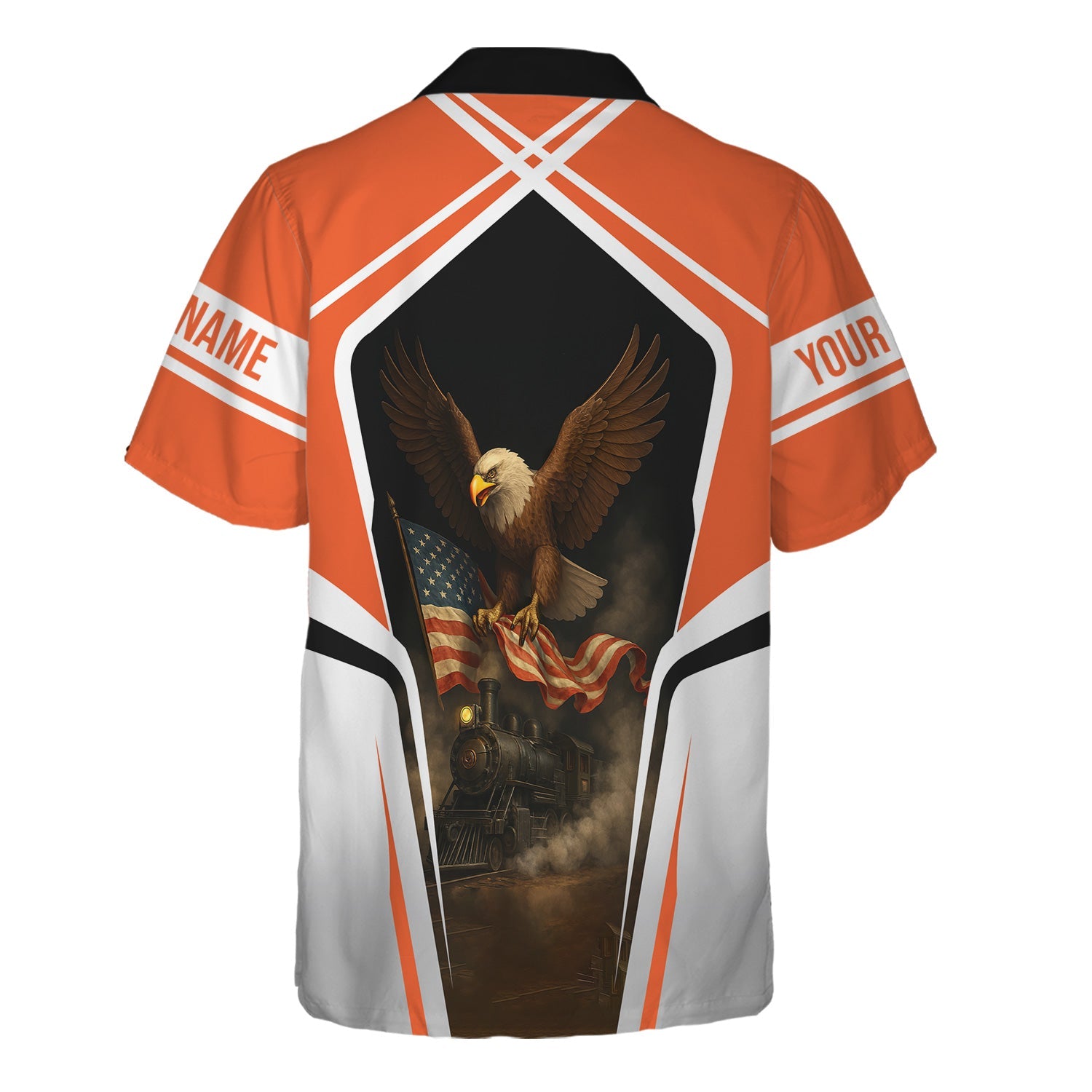 Railspirit Personalized Illinois Central Railroad Hawaiian Shirt American Eagle Vintage Train Shirt