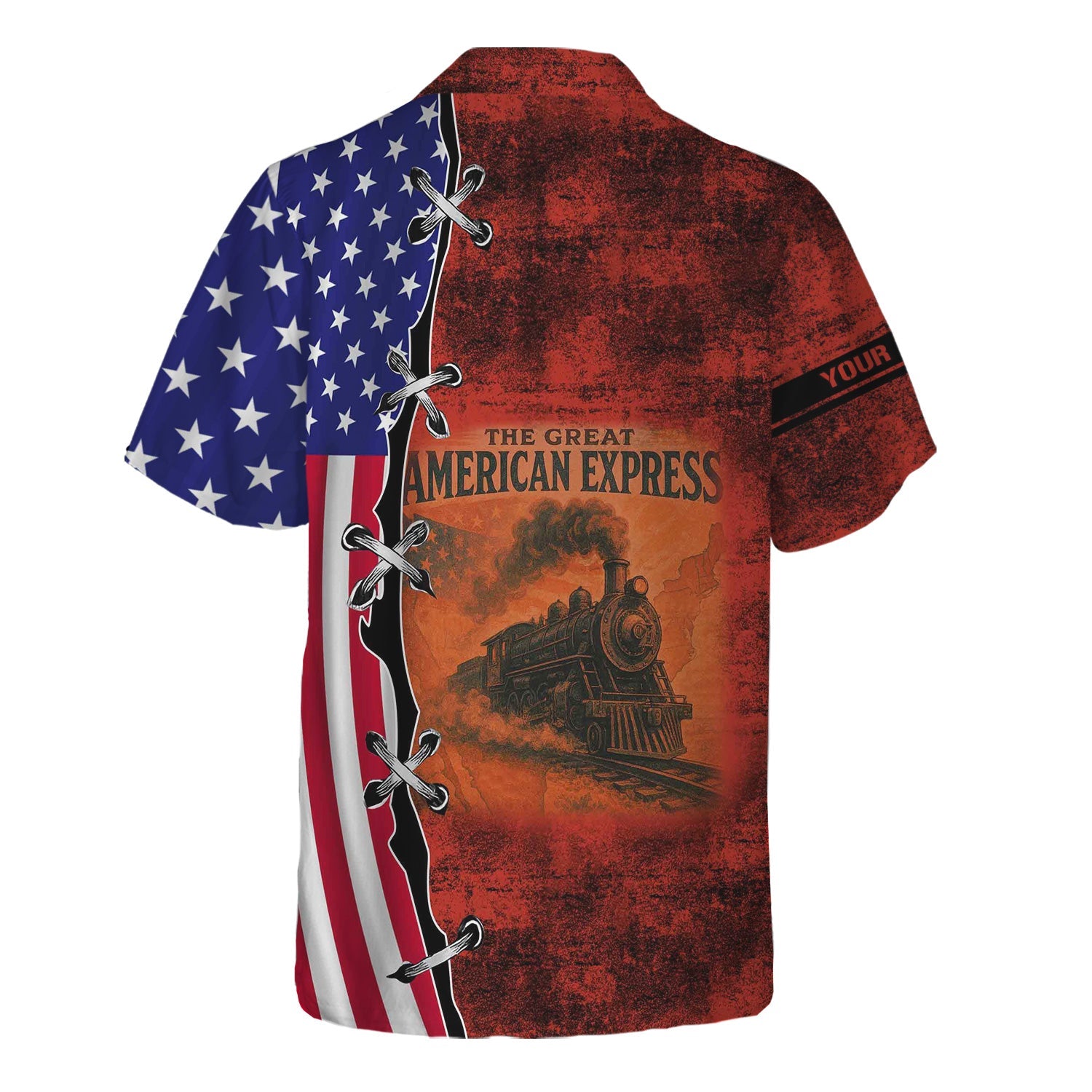 Railspirit Personalized Chicago and North Western Railway Hawaiian Shirt Retro American Express Train With USA Flag Shirt