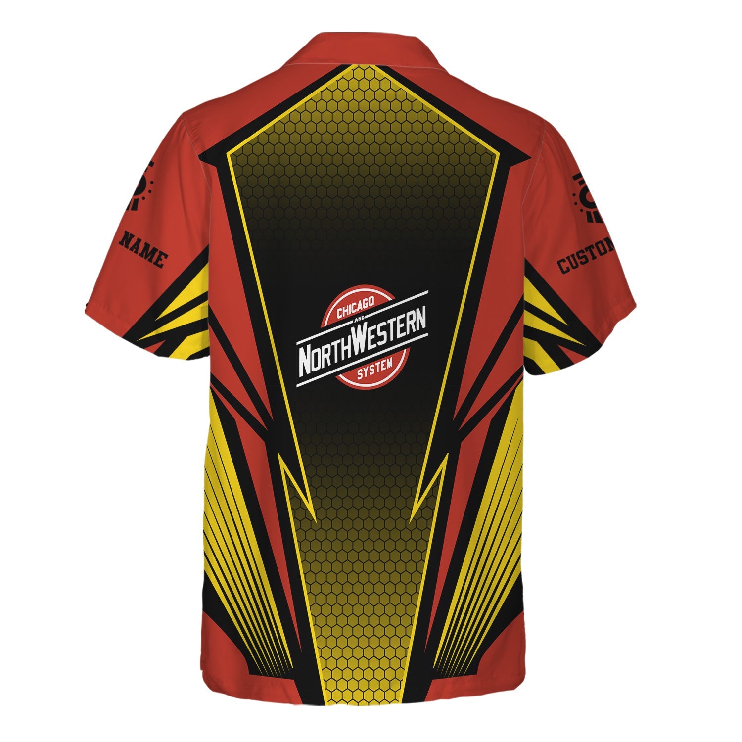 Railspirit Personalized Chicago and North Western Railway Hawaiian Shirt Lightning Graphic Style Shirt Gift Idea For Train Lover