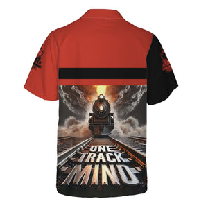 Railspirit Personalized Chicago and North Western Railway Hawaiian Shirt One Track Mind Train Printed Shirt