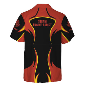 Railspirit Personalized Chicago and North Western Railway Hawaiian Shirt Distinctive Flame Style Shirt For Steam Engine Addict