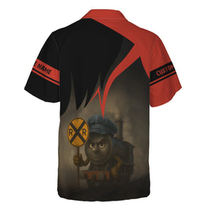 Railspirit Personalized Chicago and North Western Railway Hawaiian Shirt Angry Train Hawaiian Shirt Gift Idea For Train Lover