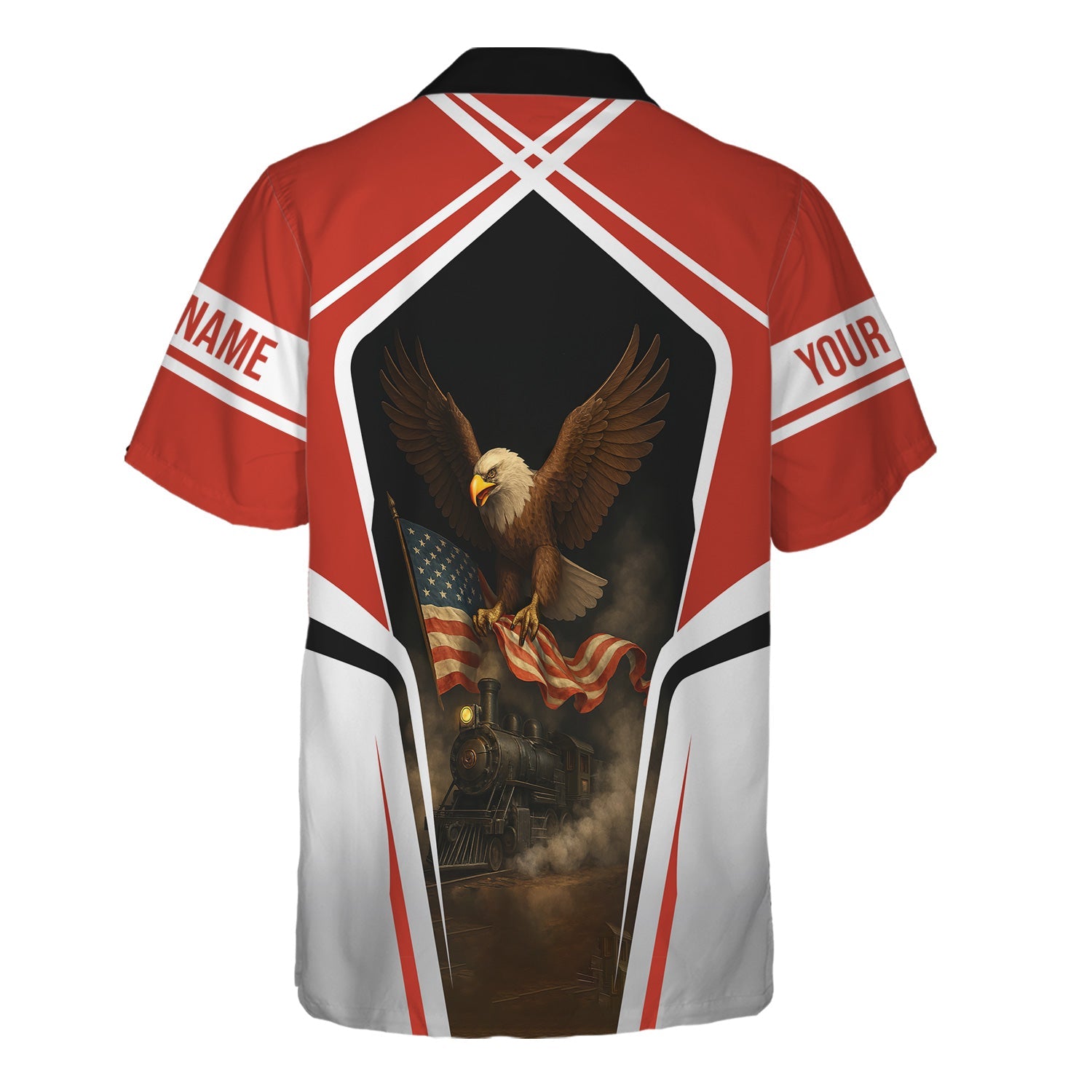 Railspirit Personalized Chicago and North Western Railway Hawaiian Shirt American Eagle Vintage Train Shirt