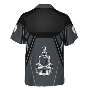 Railspirit Personalized Chicago, Milwaukee, St. Paul and Pacific Railroad Hawaiian Shirt Steam Locomotive Engine Graphic Milwaukee Road Train Shirt