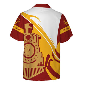 Railspirit Personalized Denver and Rio Grande Western Railroad Hawaiian Shirt Flame-Inspired Style Shirt Gift Idea For Train Lovers