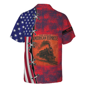 Railspirit Personalized Wabash Railroad Hawaiian Shirt Retro American Express Train With USA Flag Shirt