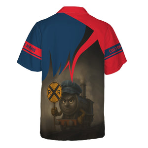 Railspirit Personalized Wabash Railroad Hawaiian Shirt Angry Train Hawaiian Shirt Gift Idea For Train Lover