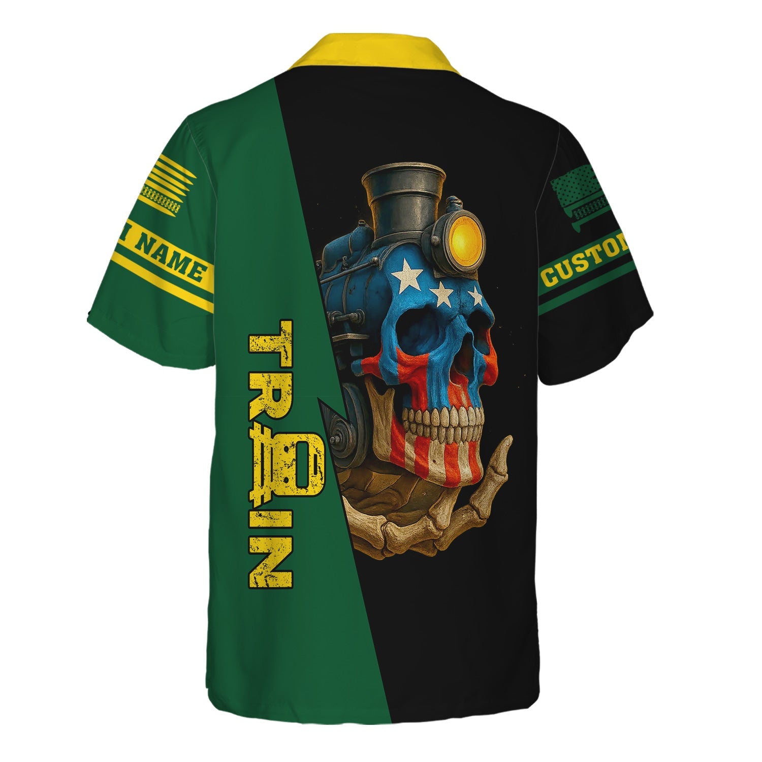 Railspirit Personalized Maine Central Railroad Hawaiian Shirt Train Skull American Flag Shirt All Over Print