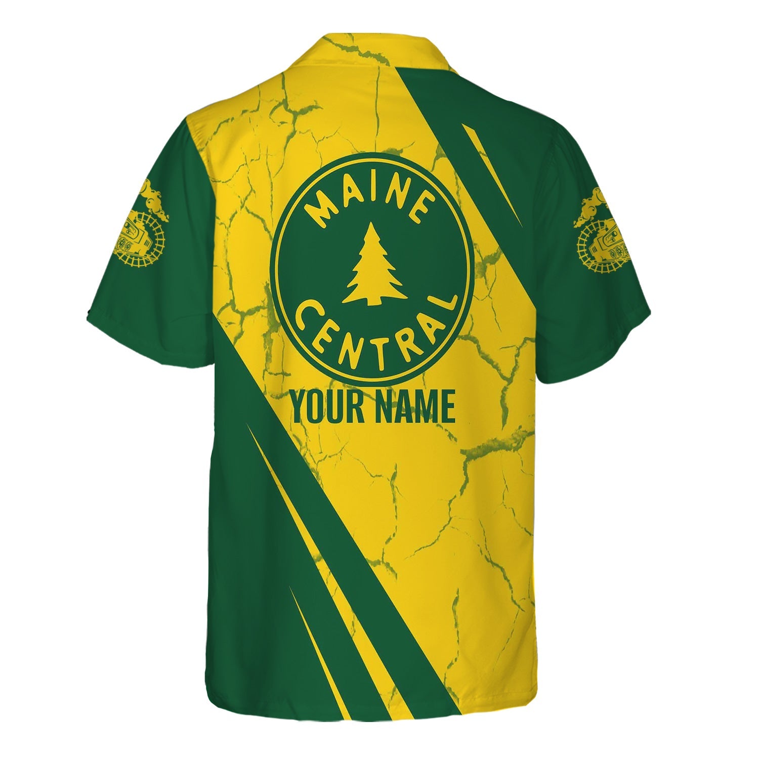 Railspirit Personalized Maine Central Railroad Hawaiian Shirt Crackle Texture Style Shirt For Trackhead
