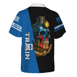 Railspirit Personalized Union Pacific Railroad Hawaiian Shirt Train Skull American Flag Big Boy Shirt All Over Print