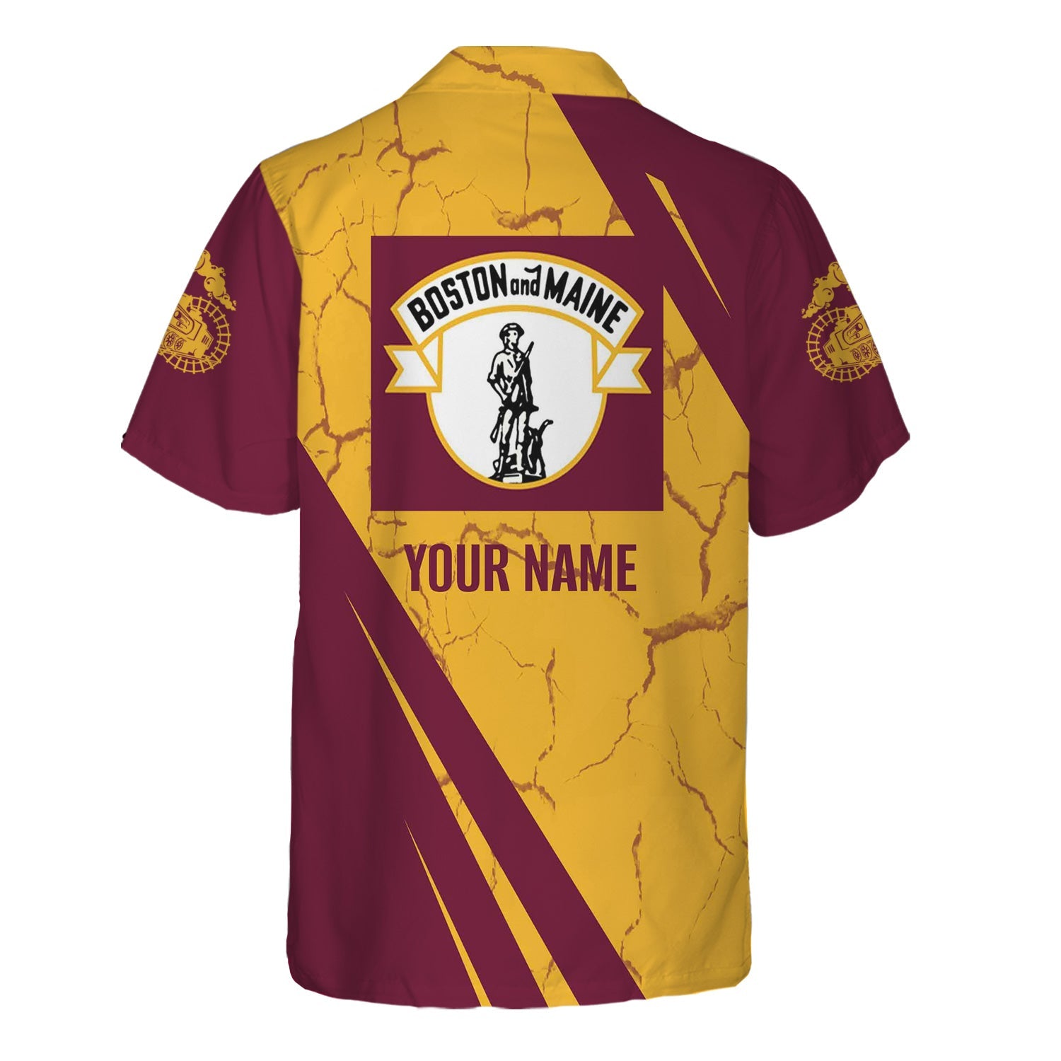 Railspirit Personalized Boston and Maine Railroad Hawaiian Shirt Crackle Texture Style Shirt For Trackhead