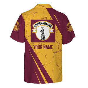 Railspirit Personalized Boston and Maine Railroad Hawaiian Shirt Crackle Texture Style Shirt For Trackhead