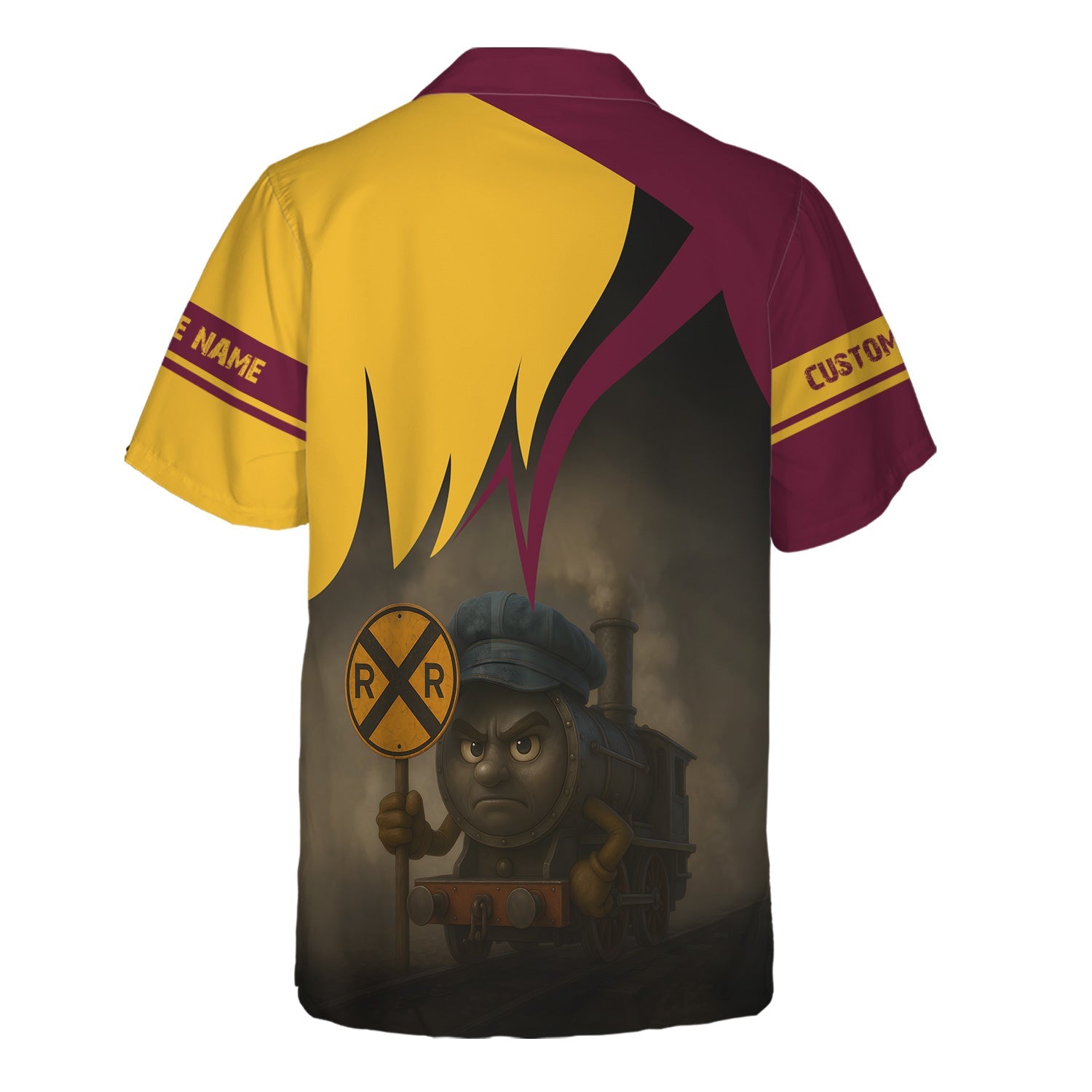 Railspirit Personalized Boston and Maine Railroad Hawaiian Shirt Angry Train Hawaiian Shirt Gift Idea For Train Lover