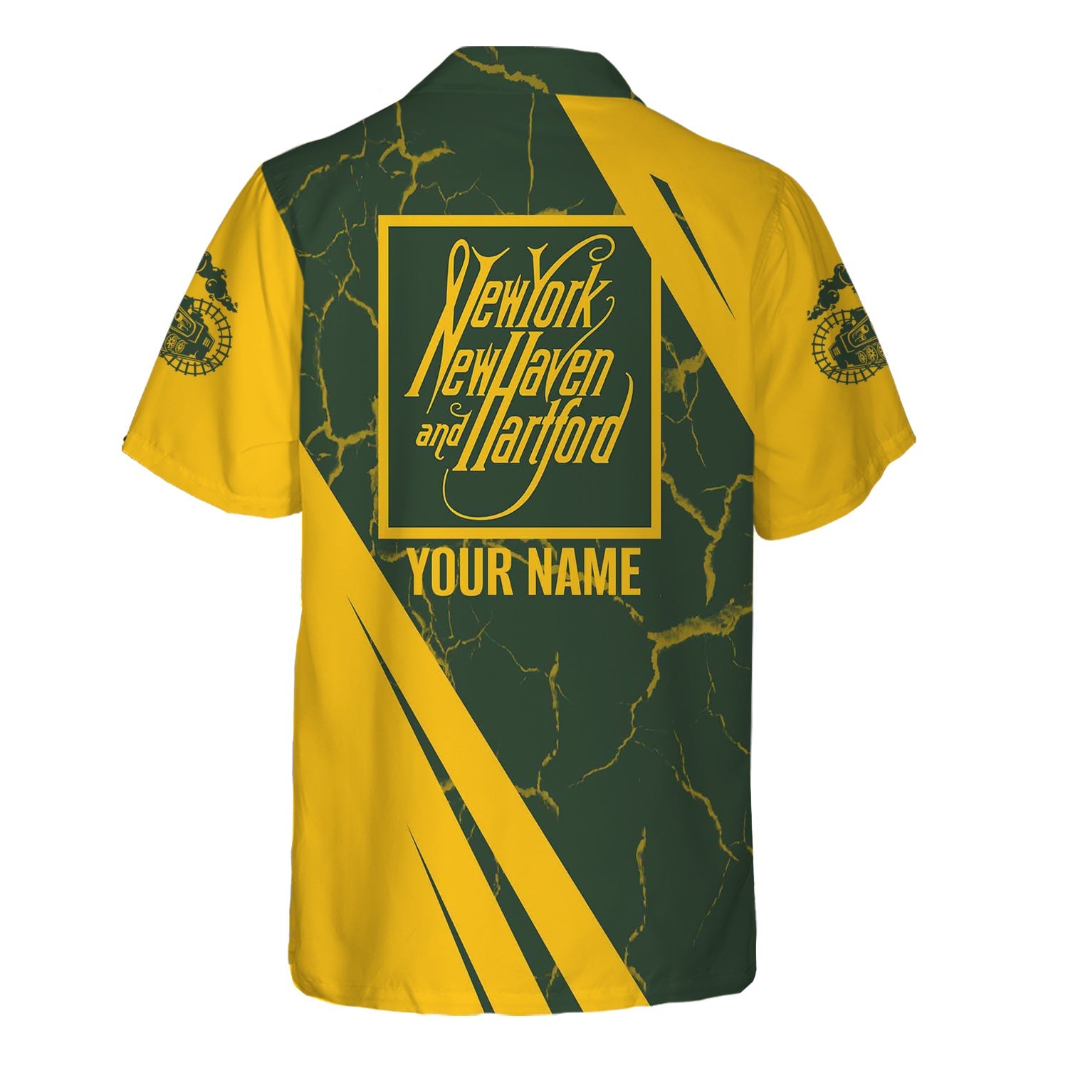 Railspirit Personalized New York, New Haven and Hartford Railroad Hawaiian Shirt Crackle Texture Style New Haven Railroad Shirt For Trackhead