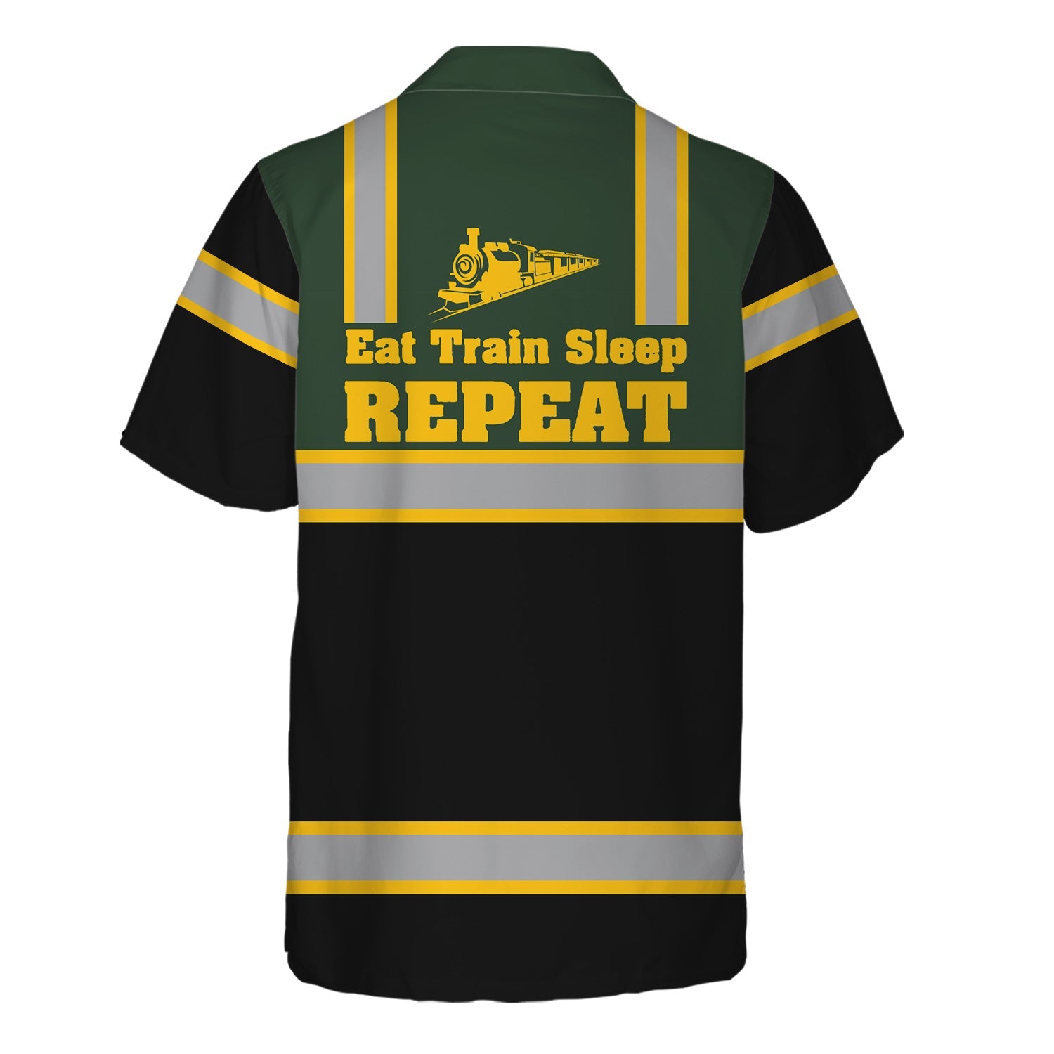Railspirit Custom Name New York, New Haven and Hartford Railroad Hawaiian Shirt Eat Train Sleep Repeat New Haven Railroad Printed Train Shirt