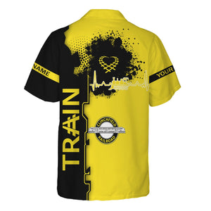 Railspirit Personalized Clinchfield Railroad Hawaiian Shirt Engine Heartbeat and Track Love Style Shirt Gift Idea For Train Lovers