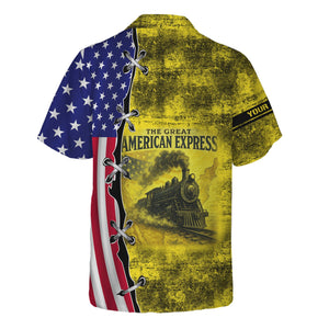 Railspirit Personalized Clinchfield Railroad Hawaiian Shirt Retro American Express Train With USA Flag Shirt