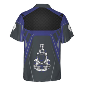 Railspirit Personalized New York, Chicago and St. Louis Railroad Hawaiian Shirt Steam Locomotive Engine Graphic Nickel Plate Road Train Shirt