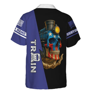 Railspirit Personalized New York, Chicago and St. Louis Railroad Hawaiian Shirt Train Skull American Flag Nickel Plate Road Shirt All Over Print