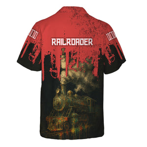 Railspirit Personalized Chicago, Rock Island and Pacific Railroad Hawaiian Shirt Vintage Train Art Style Rock Island Railroad Shirt
