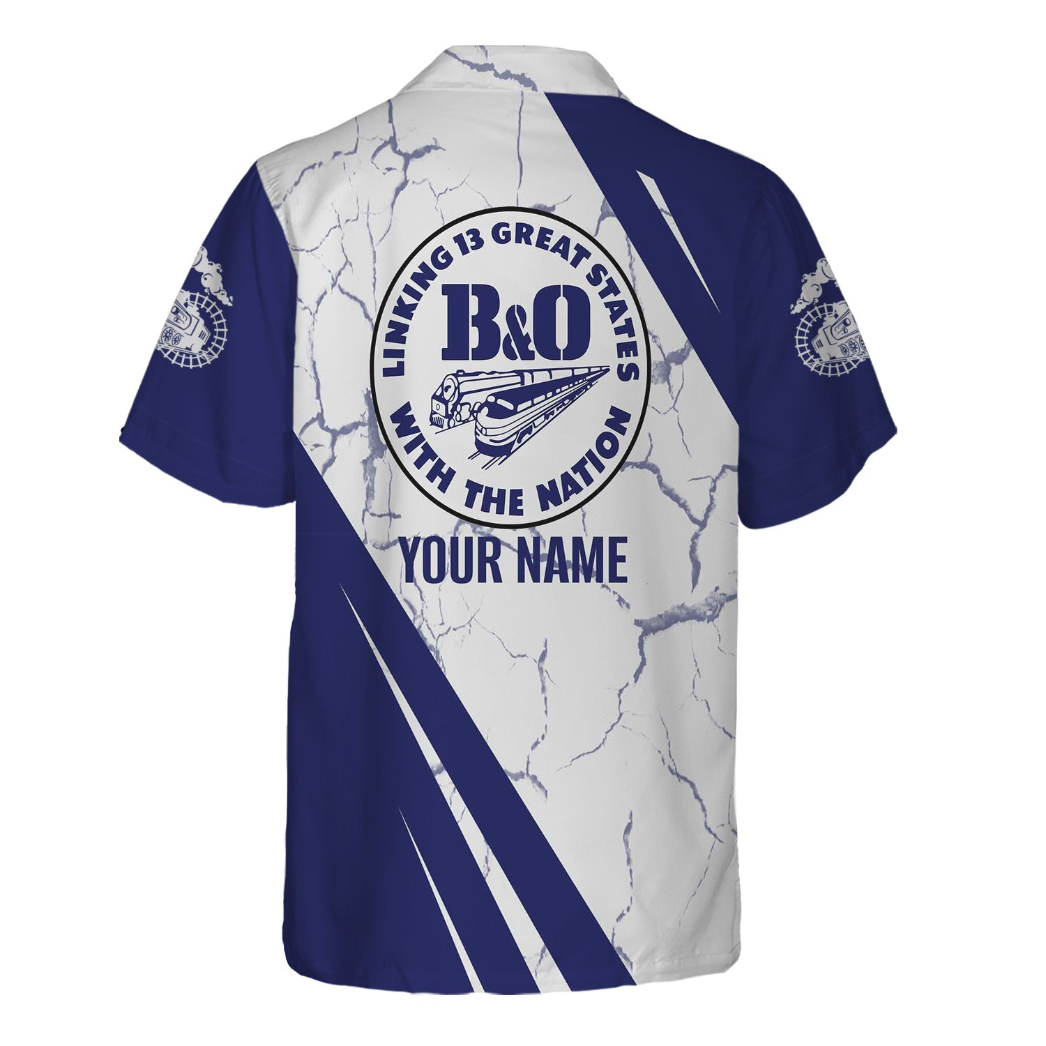 Railspirit Personalized B&O Great States Railroad Hawaiian Shirt Crackle Texture Style Shirt For Trackhead