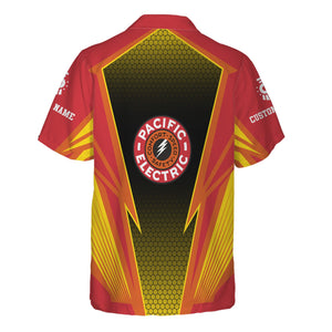 Railspirit Personalized Pacific Electric Railroad Hawaiian Shirt Lightning Graphic Style Shirt Gift Idea For Train Lover