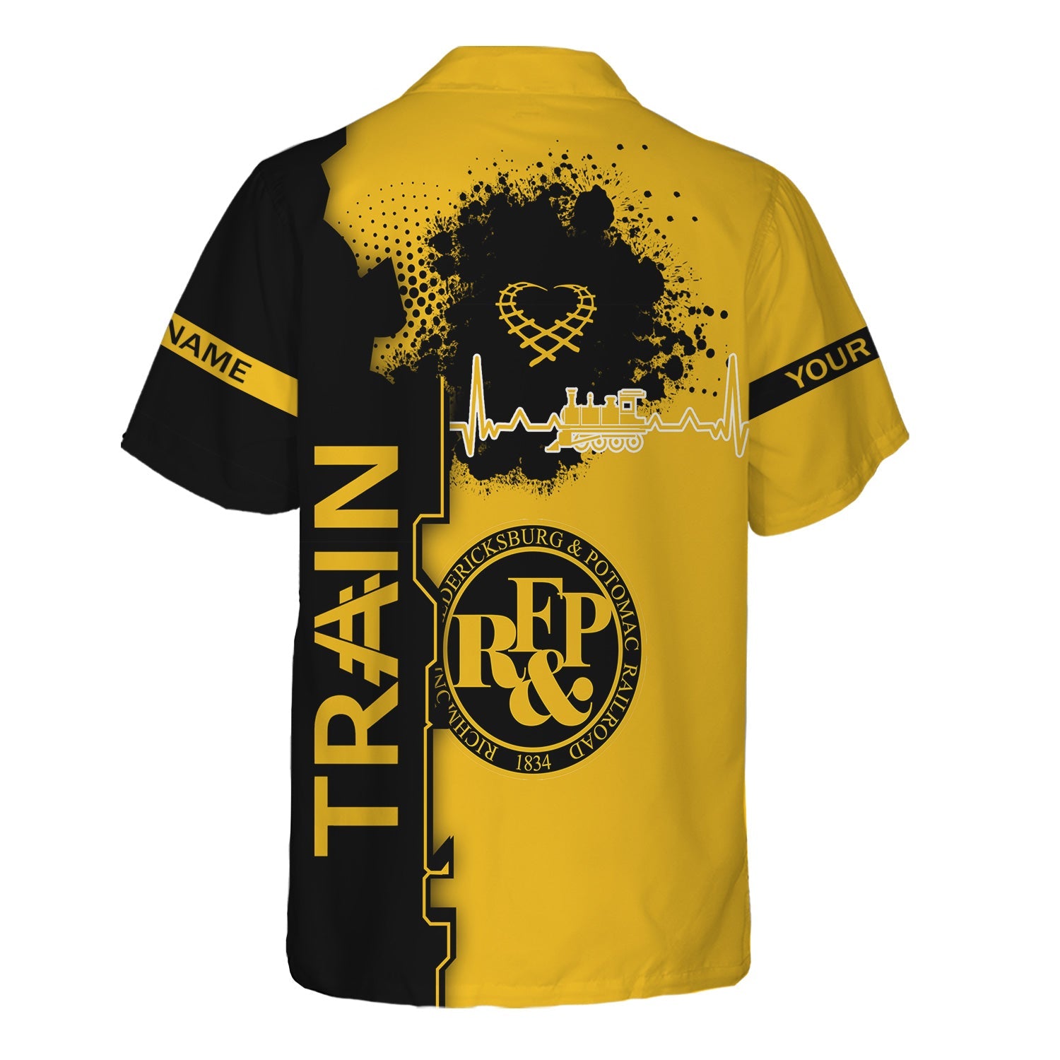 Railspirit Personalized Richmond, Fredericksburg And Potomac Railroad Hawaiian Shirt Engine Heartbeat and Track Love Style Shirt