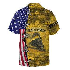 Railspirit Personalized Richmond, Fredericksburg And Potomac Railroad Hawaiian Shirt Retro American Express Train With USA Flag Shirt