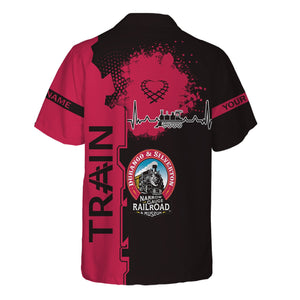 Railspirit Personalized Durango And Silverton Narrow Gauge Railroad Hawaiian Shirt Engine Heartbeat and Track Love Style Shirt