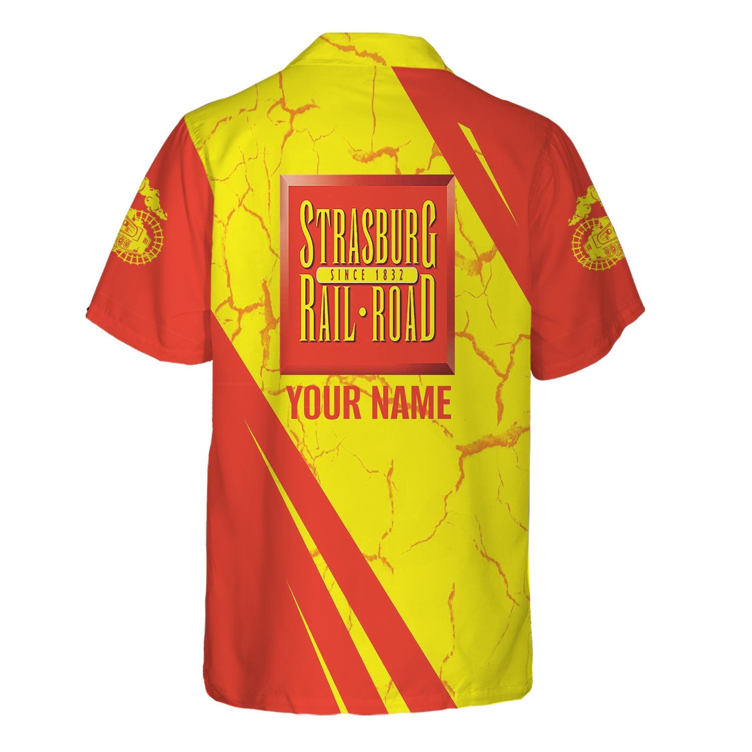 Railspirit Personalized Strasburg Railroad Hawaiian Shirt Crackle Texture Style Shirt For Trackhead