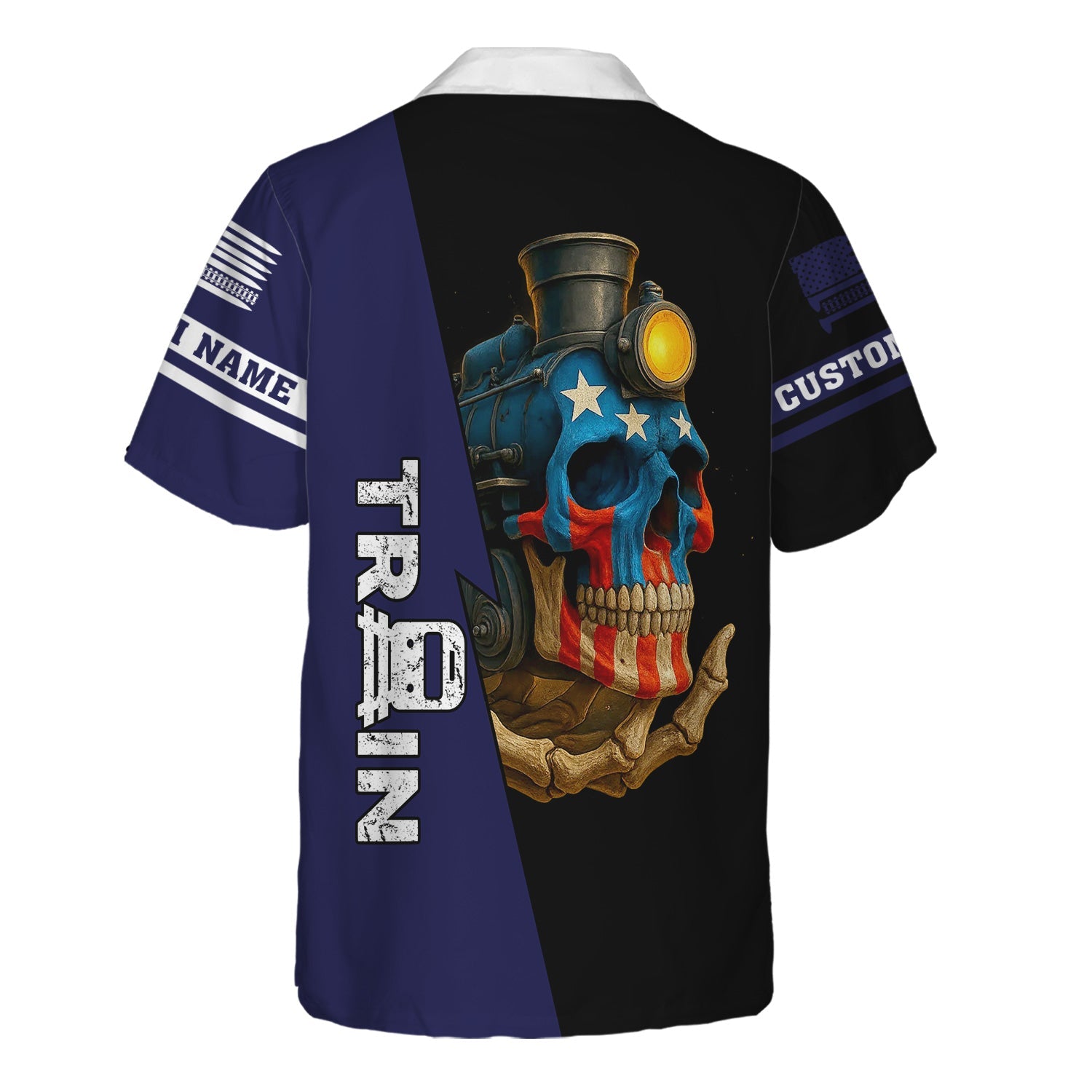 Railspirit Personalized CSX Transportation Railroad Hawaiian Shirt Train Skull American Flag Shirt All Over Print