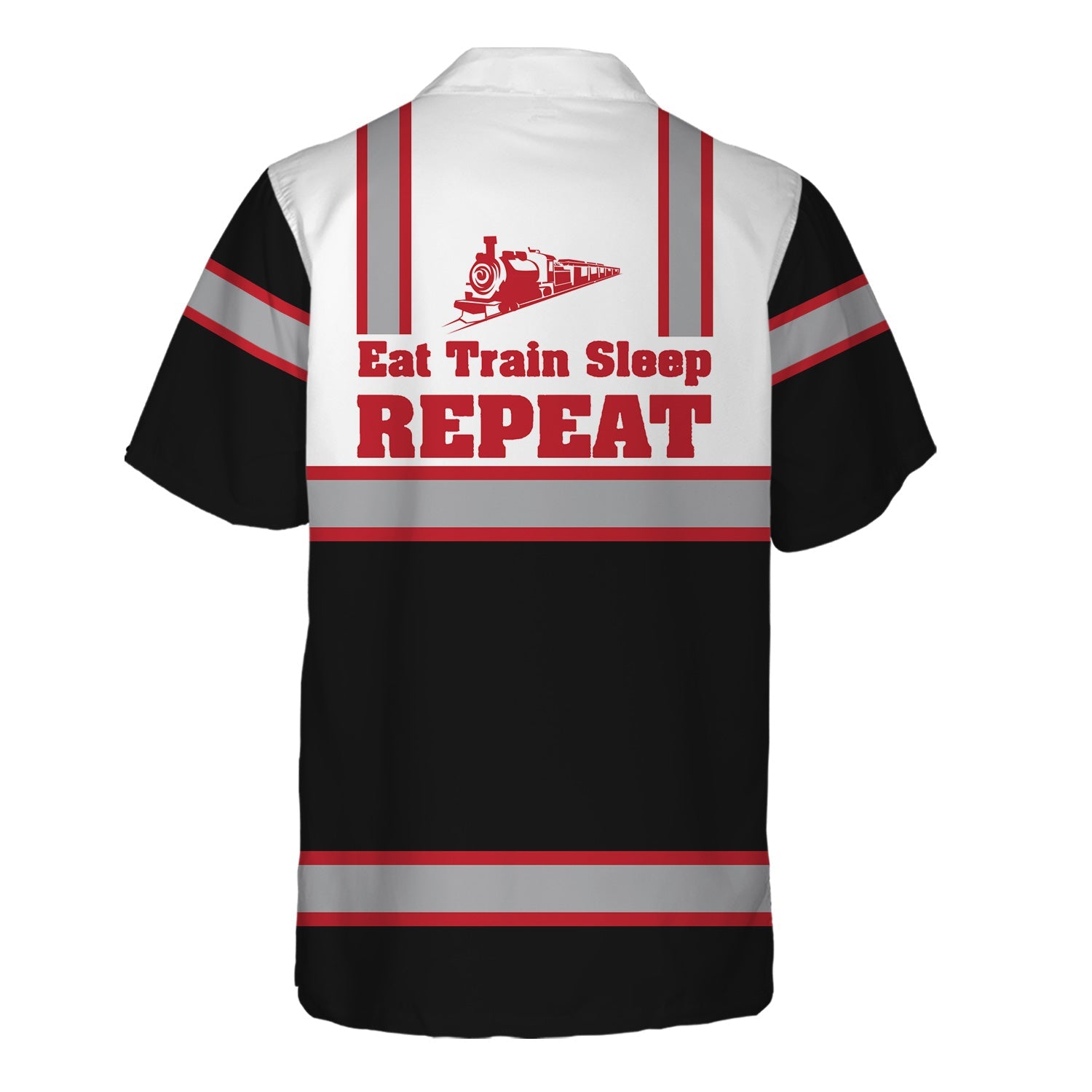 Railspirit Custom Name Green Bay & Western Railroad Hawaiian Shirt Eat Train Sleep Repeat Printed Train Shirt