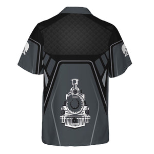 Railspirit Personalized Norfolk and Western Railway Hawaiian Shirt Steam Locomotive Engine Graphic N&W Train Shirt All Over Print