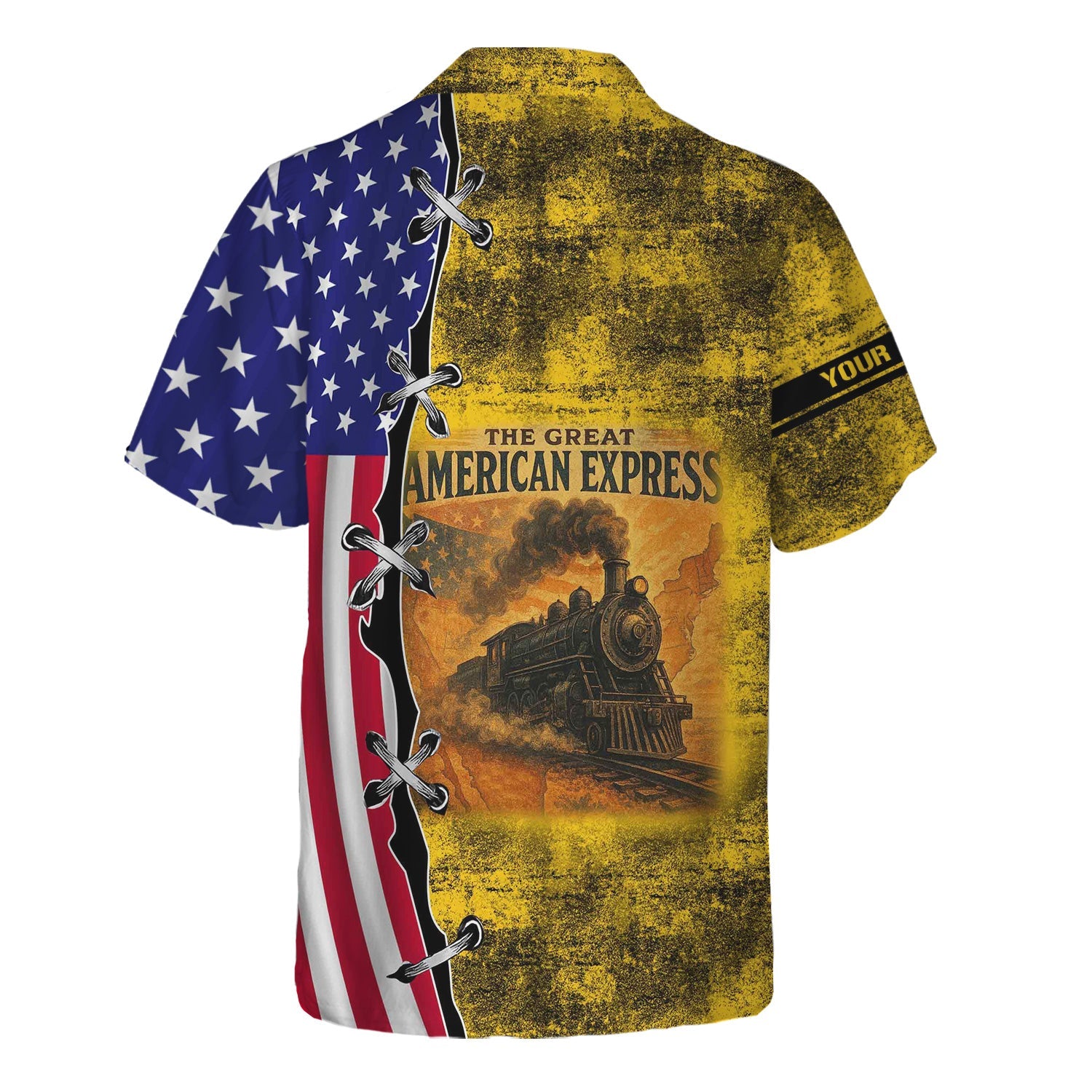 Railspirit Personalized Central of Georgia Railway Hawaiian Shirt Retro American Express Train With USA Flag Shirt