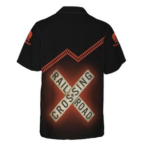 Railspirit Personalized Texas and Pacific Railway Hawaiian Shirt Railroad Crossing Printed Train Track Shirt