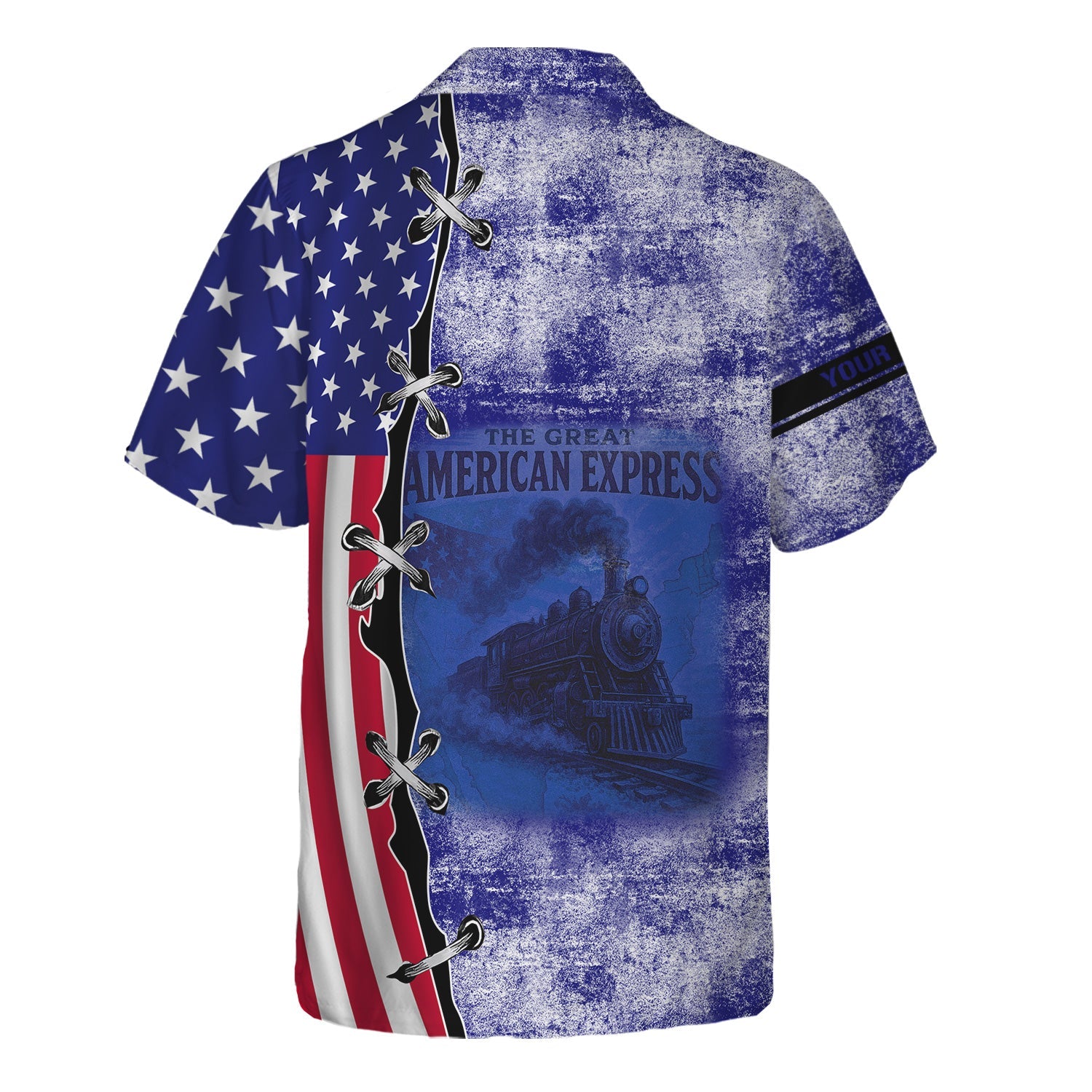 Railspirit Personalized Santa Fe Railway Hawaiian Shirt Retro American Express Train With USA Flag Atchison, Topeka and Santa Fe Railway Shirt