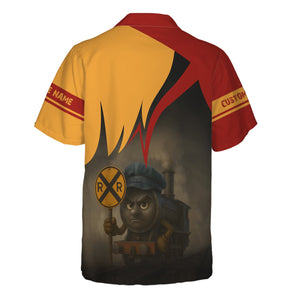 Railspirit Personalized Chicago South Shore and South Bend Railroad Hawaiian Shirt Angry Train Hawaiian Shirt Gift Idea For Train Lover