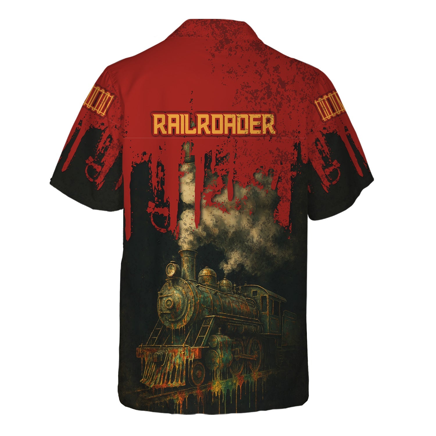 Railspirit Personalized Chicago South Shore and South Bend Railroad Hawaiian Shirt Vintage Train Art Style Shirt For Locomotive Fans