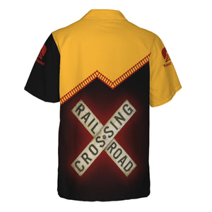 Railspirit Personalized Chicago South Shore and South Bend Railroad Hawaiian Shirt Railroad Crossing  Printed Train Track Shirt