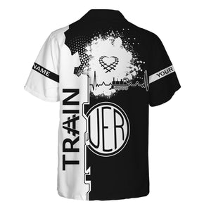 Railspirit Personalized Union Electric Railway Hawaiian Shirt Engine Heartbeat and Track Love Style Shirt Gift Idea For Train Lovers