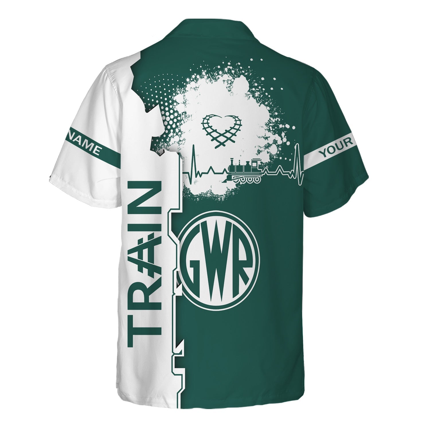 Railspirit Personalized Great Western Railway Hawaiian Shirt Engine Heartbeat and Track Love Style Shirt Gift Idea For Train Lovers