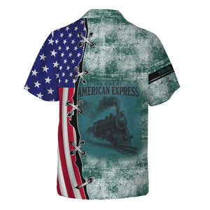 Railspirit Personalized Great Western Railway Hawaiian Shirt Retro American Express Train With USA Flag Shirt