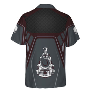 Railspirit Personalized London, Midland and Scottish Railway Hawaiian Shirt Steam Locomotive Engine Graphic Train Shirt All Over Print