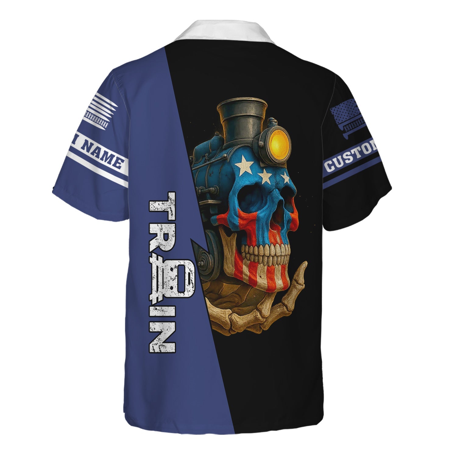 Railspirit Personalized London and North Eastern Railway Hawaiian Shirt Train Skull American Flag Shirt All Over Print